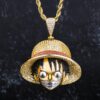 Iced Cubic Luffy Head Necklace – Diamond Zircon Luffy 13
