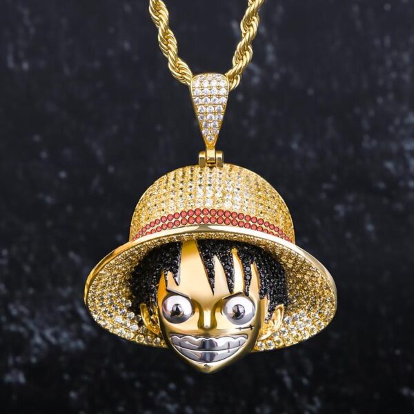 Iced Cubic Luffy Head Necklace – Diamond Zircon Luffy 7