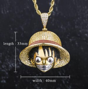 Iced Cubic Luffy Head Necklace – Diamond Zircon Luffy 2