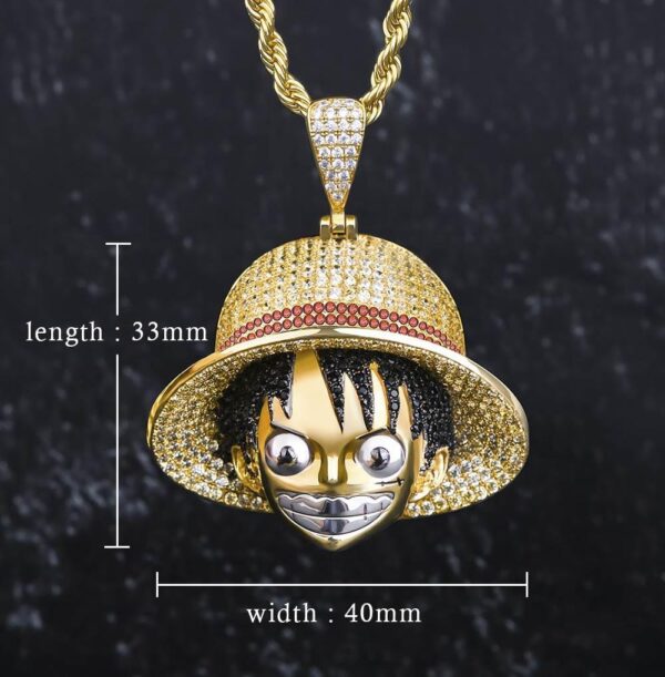 Iced Cubic Luffy Head Necklace – Diamond Zircon Luffy 3