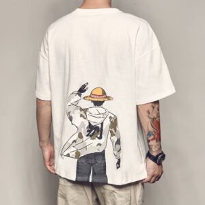 One Piece Anime Short-Sleeved T-Shirt – Men’s Summer Harajuku Style – Japanese Fashion – Wild Loose Fit Luffy 2