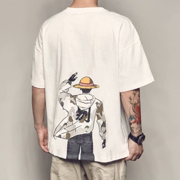 One Piece Anime Short-Sleeved T-Shirt – Men’s Summer Harajuku Style – Japanese Fashion – Wild Loose Fit Luffy 3