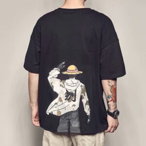 One Piece Anime Short-Sleeved T-Shirt – Men’s Summer Harajuku Style – Japanese Fashion – Wild Loose Fit Luffy