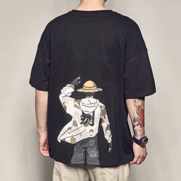 One Piece Anime Short-Sleeved T-Shirt – Men’s Summer Harajuku Style – Japanese Fashion – Wild Loose Fit Luffy 2