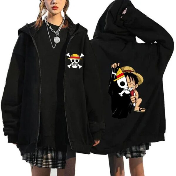 One Piece Jacket: Zip-Up Hoodie with Luffy & Jolly Roger Jackets 8