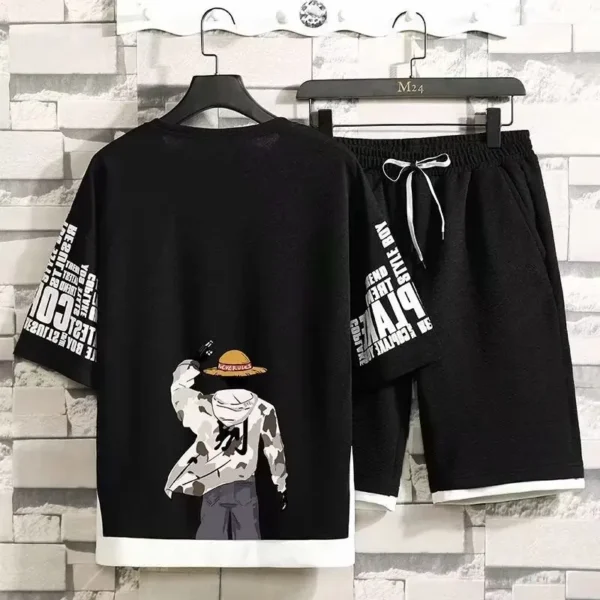 One Piece Shirt and Shorts Set: Summer Casual Harajuku Style for Men Luffy 4