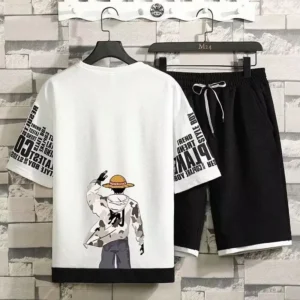 One Piece Shirt and Shorts Set: Summer Casual Harajuku Style for Men Luffy