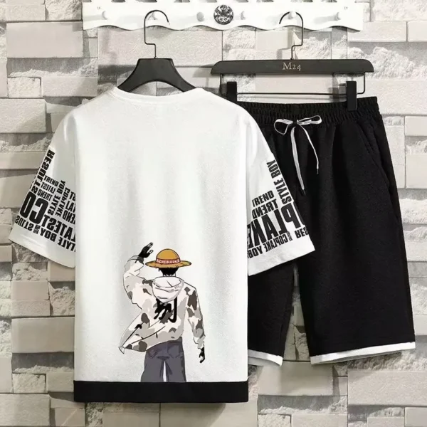 One Piece Shirt and Shorts Set: Summer Casual Harajuku Style for Men Luffy 2