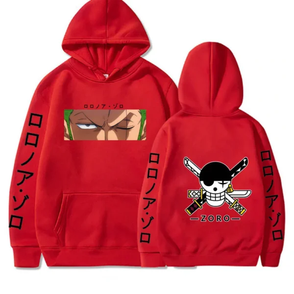 Roronoa Zoro Hoodie – Staredown Design with Jolly Roger Backprint Hoodies 7