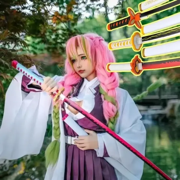 Demon Slayer Nichirin Sword Cosplay Prop – Tanjiro Black Wood Katana Cosplay 2