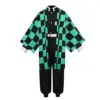 Demon Slayer Merch – Tanjiro Kamado Checkered Haori Kimono Set Cosplay 11